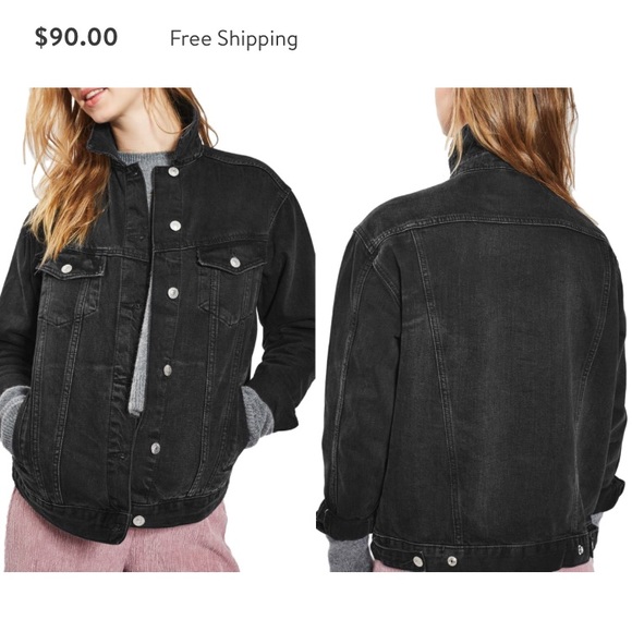 topshop moto black denim jacket